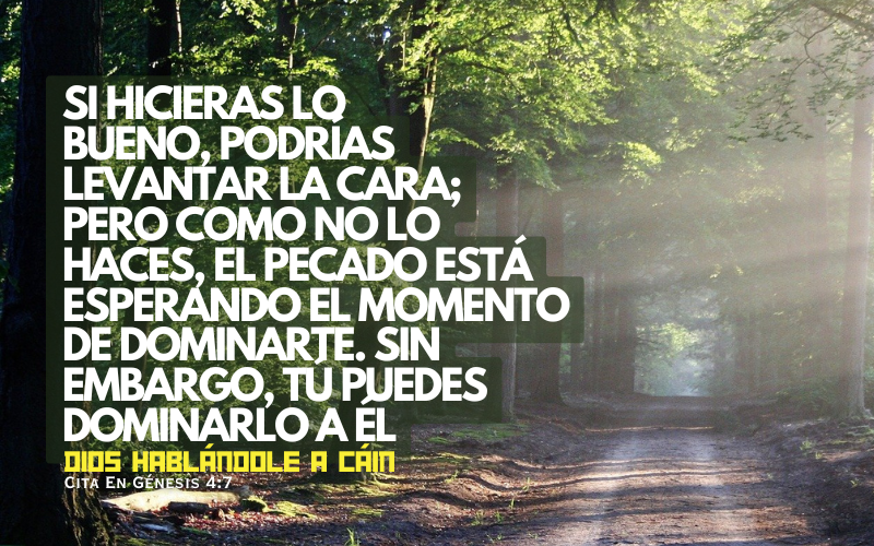 Si hicieras lo bueno, podrías andar con la frente en alto. Pero si haces lo malo, el pecado está a la puerta para dominarte. No obstante, tú puedes dominarlo.png