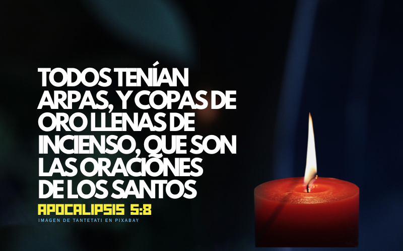 Todos tenían arpas, y copas de oro llenas de incienso, que son las oraciones de los santos.png